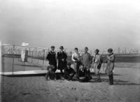 Group portrait in front of glider, Kill Devil Hill