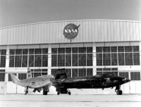 HL-10 and X-15 parked on ramp at Edwards AFB