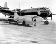Bell Aircraft X-1 Sitting on the ramp with Boeing B-29 Mothership