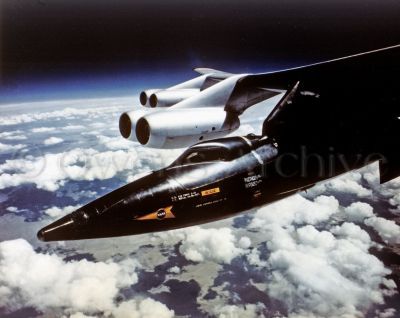 X-15 aircraft under wing of B-52 before launch