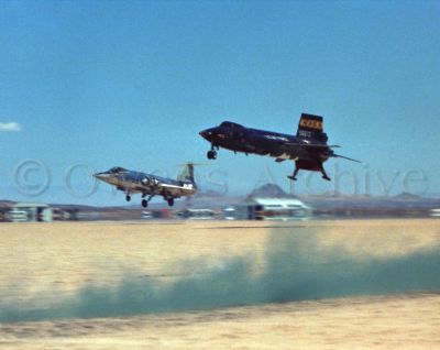 X-15 landing at Edwards with F-104 chase plane