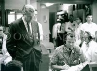 Dr. Wernher von Braun and Astronaut L. Gordon Cooper in blockhouse for 