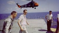 Astronaut Alan B. Shepard on the deck of U.S.S. Lake Champlain, 