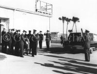 Flag-draped coffin of astronaut Virgil 