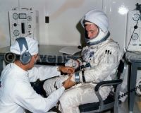 Apollo 1 astronaut Edward H. White II during suiting up operations