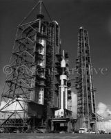 SA-7 rocket on pad 37 carrying Apollo boilerplate spacecraft BP-15