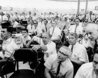 Dr. Von Braun and other NASA officials watch launch of SA-8