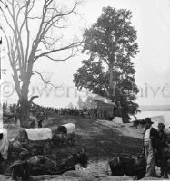 Wagons of the Sanitary Commission at landing