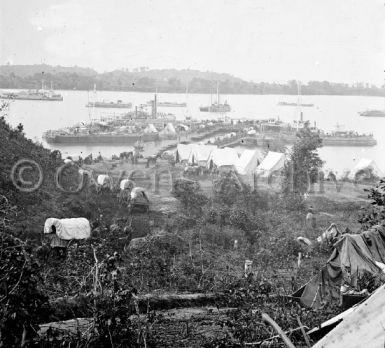 Army wagons and transports at Belle Plain, Va