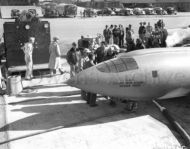 Technicians servicing the Bell Aircraft X-1 prior to flight