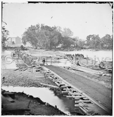 Pontoon bridges across James river, Va