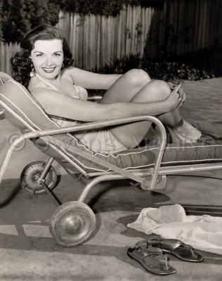 Jane Russell sun bathing