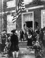 Raising the first flag at Independence Hall, Philadelphia