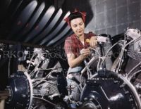 Rosie the Riveter Working on Airplane Motors