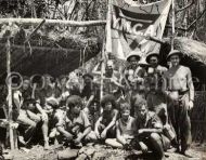 Australian troops at YMCA forward unit, New Guinea jungle