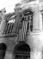 American Flag on Window, Normandy Town Hall