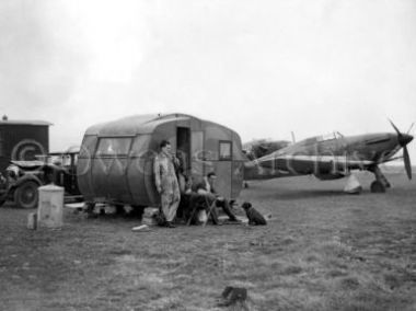 Fighter Pilots at Trailer Wait for Battle