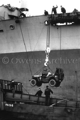 Jeep Moved to Landing Craft During Maneuvers