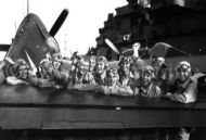 Pilots on USS Lexington celebrate