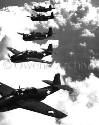 Grumman TBF Avengers Flying in Formation 