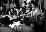 Chart room on USS Lexington during battle