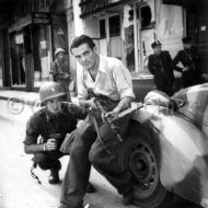 American Officer & French Partisan Battle Germans 