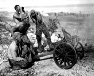 Marines use Japanese mountain gun on Saipan