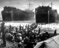 LST's ashore on Leyte Island