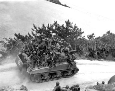 Tank-borne infantry of 29th Marines, Okinawa