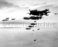 Aircraft dropping bombs on Hakodate, Japan