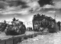 Coast Guard LST-21 Unloads Sherman Tank