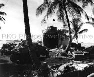 Marines unloading supplies from LST, Majuro Atoll