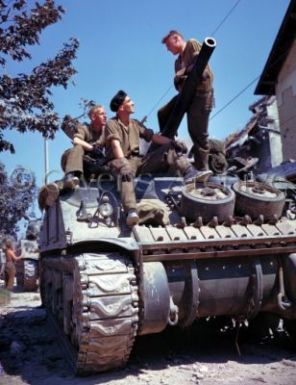 Canadian Forces on Sherman Tank in Normandy  