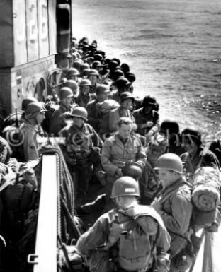 US Soldiers on Coast Guard LCI-326 Near Utah Beach