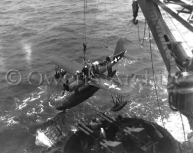 USS Texas recovers Vought OS2U 