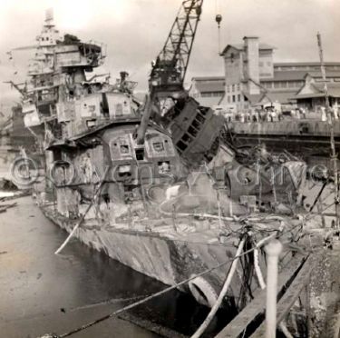 USS Cassin and USS Downes after attack