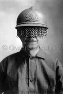 Chain screens on steel helmet