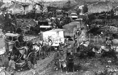 Heavy traffic in the ruins of Esnes, France