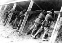 Germans in protected trenches, Belgian