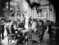 Wounded officers and Mrs. W.E. Corey, Palaiseau